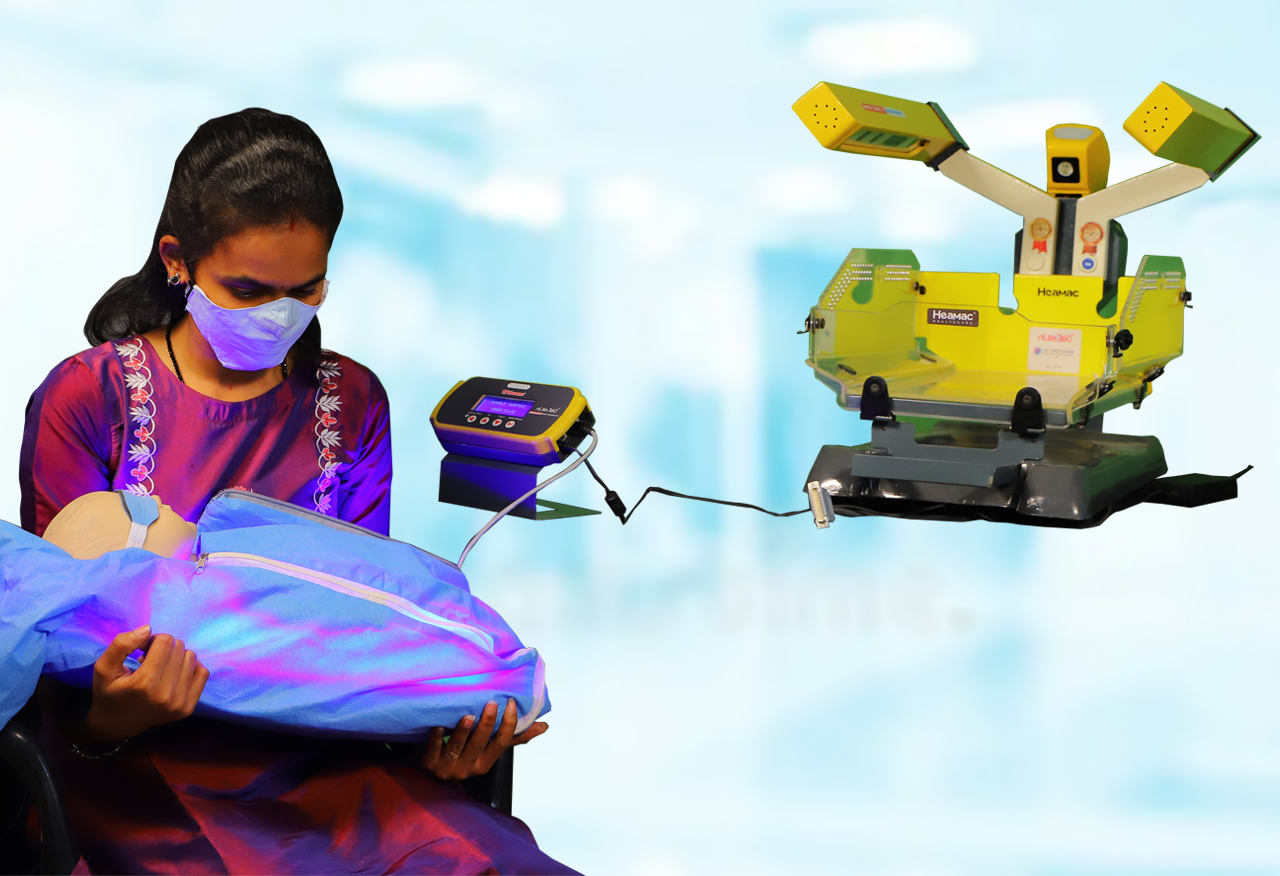 Newborn under phototherapy treatment